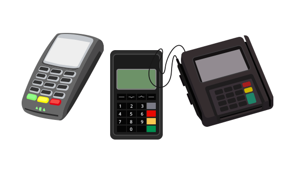 three point-of-sale payment card devices